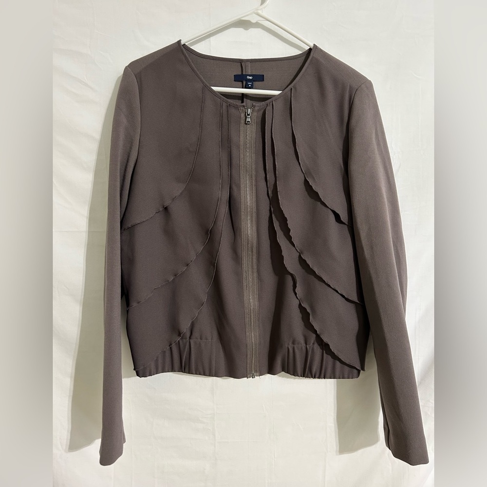 GAP Chiffon Ruffle Zip Front Jacket size medium